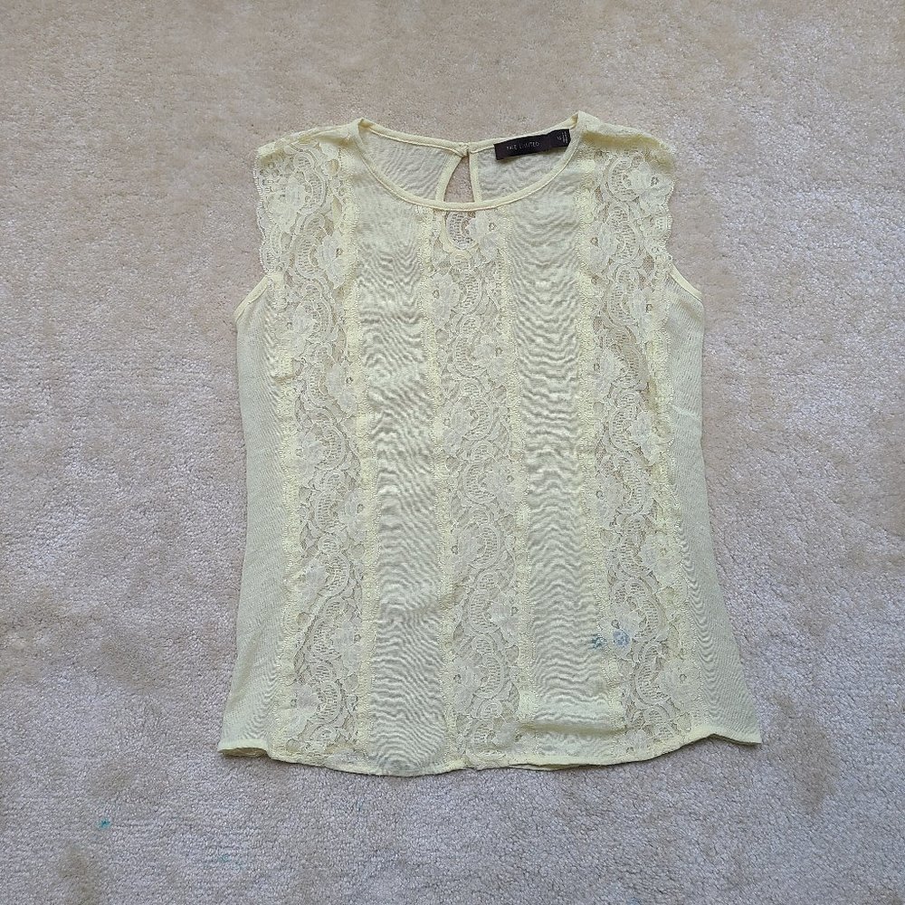 EUC The Limited Lace Tank Top Yellow Size XS